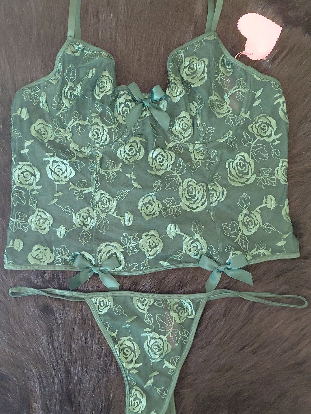 DOLLSKILL 1X Sugar Thrillz Green Floral Lace Bustier Set